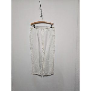 Max Studio Linen Blend White Drawstring Wide Leg Pants Size M